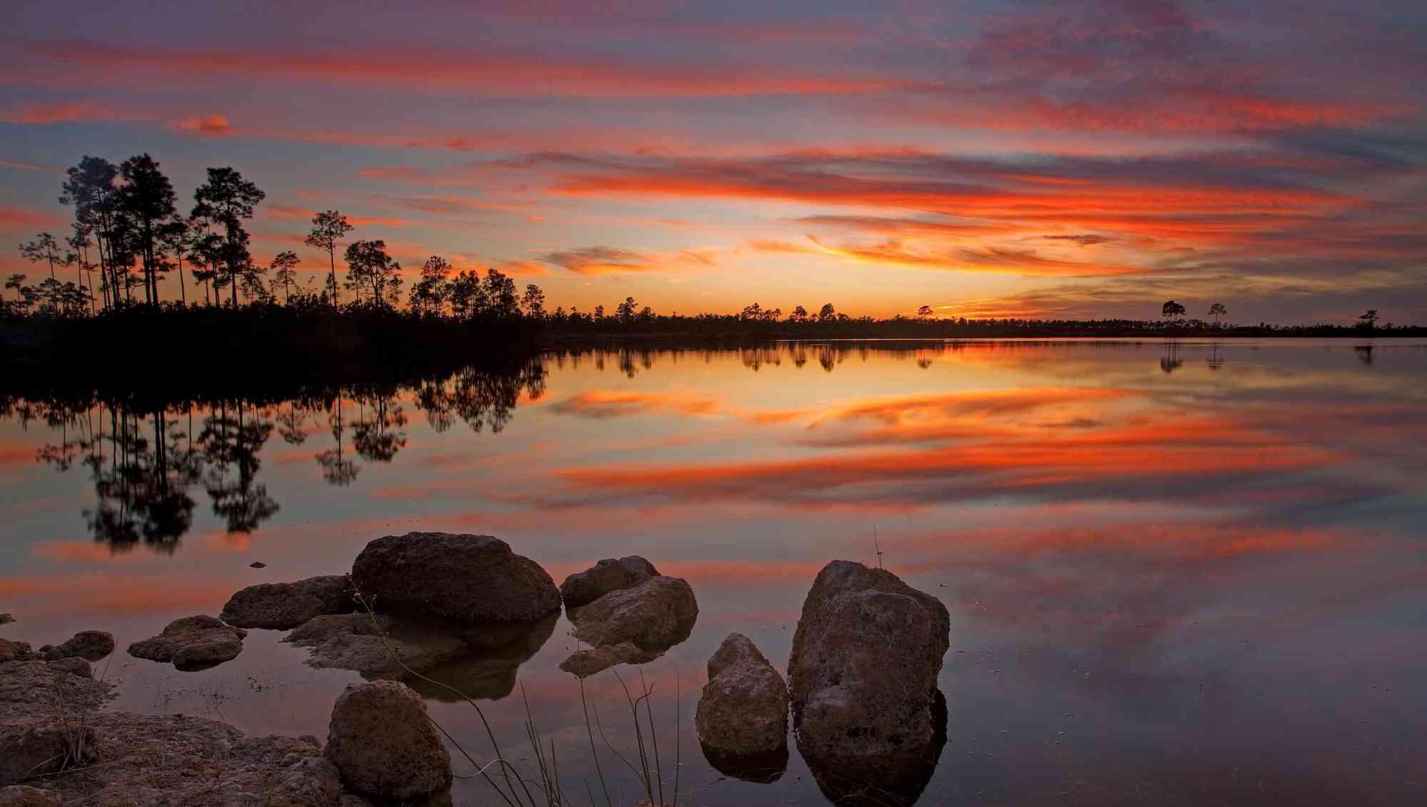Everglades Sunset - Pine Glades Lake - Everglades National Park - Florida