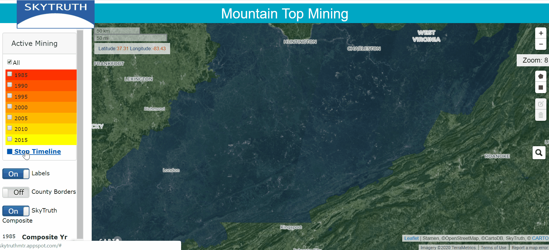 Mountaintop removal mining growth gif