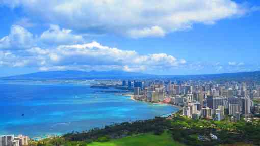 Downtown Honolulu and Waikiki from Diamond Head 