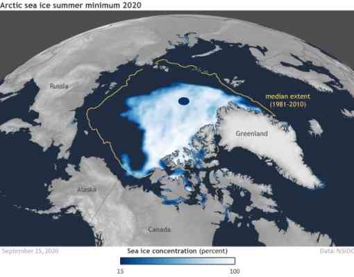 Arctic sea ice map September 2020