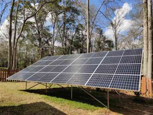 Solar panels in yard