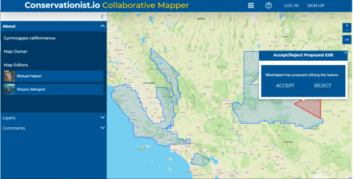 CollabMapper map from conservationist.io platform