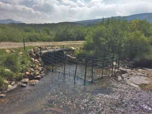 Keystone Fence preventing beavers from plugging a culvert on Twelvemile Creek in South Park.  