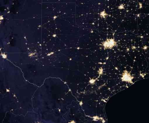 Texas at night from space