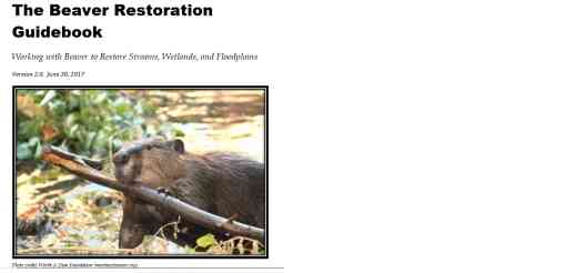 the beaver restoration guidebook