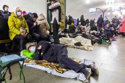 Kyiv subway station serves as a shelter for thousands of people. 