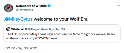 Miley Cyrus wolf tweet
