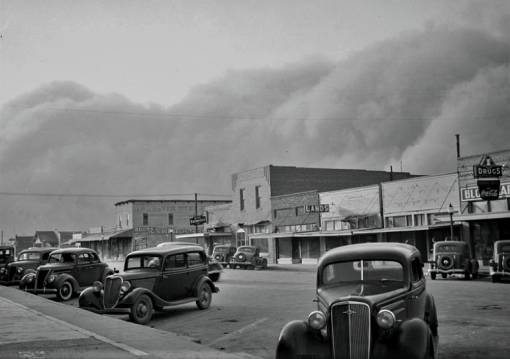 Dust storm, Elkhart, Kansas, 1937.