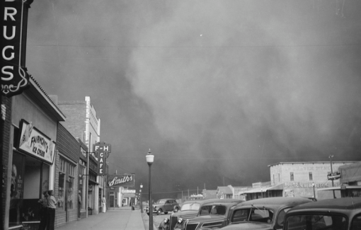 Dust storm, Elkhart, Kansas, 1937.