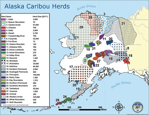 Alaska Caribou herds map 