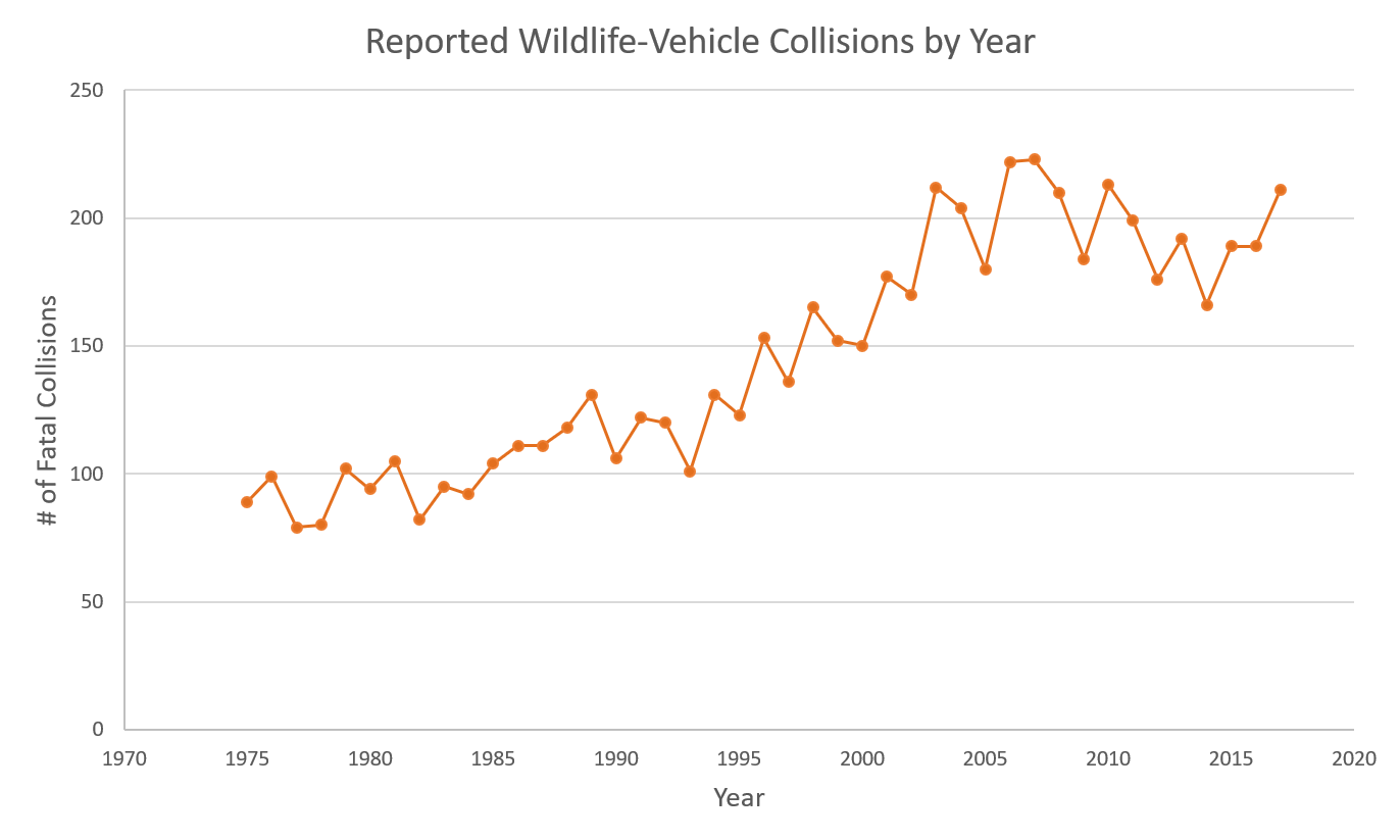 Reported Wildlife Collisions by Year