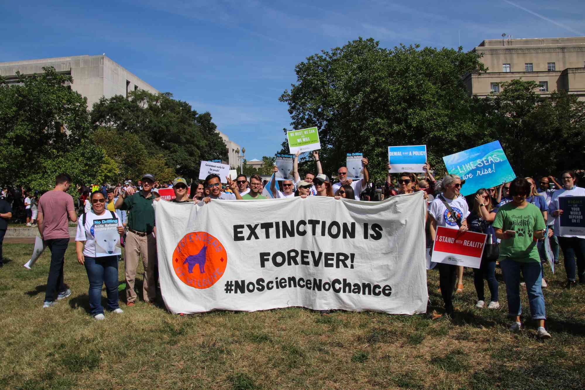  Climate Strike DC - Defenders with Extinction is Forever Banner 