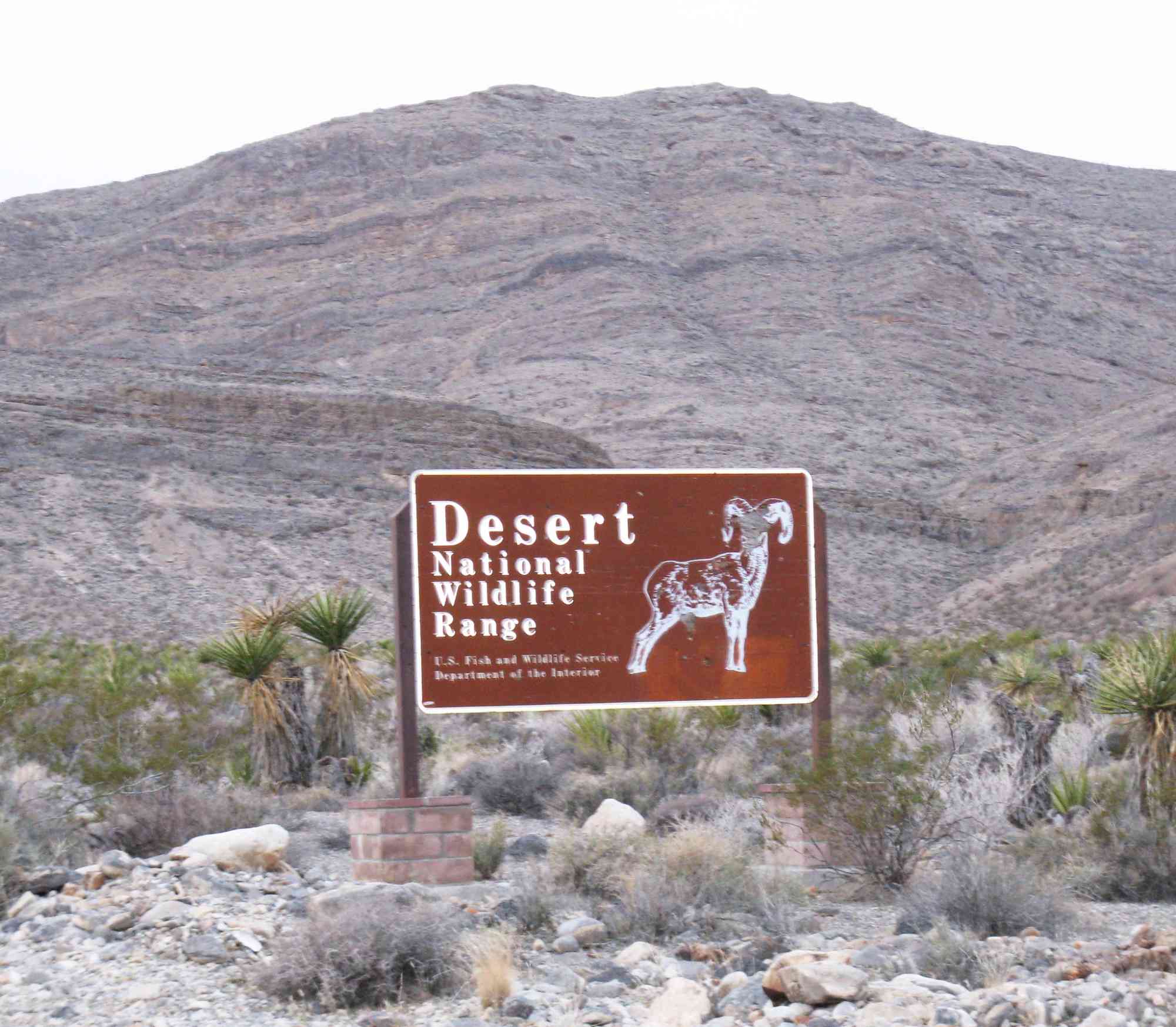 Desert National Wildlife Refuge sign eastern boundary 
