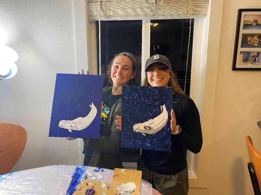 Katy's and Isabelle's beluga paintings