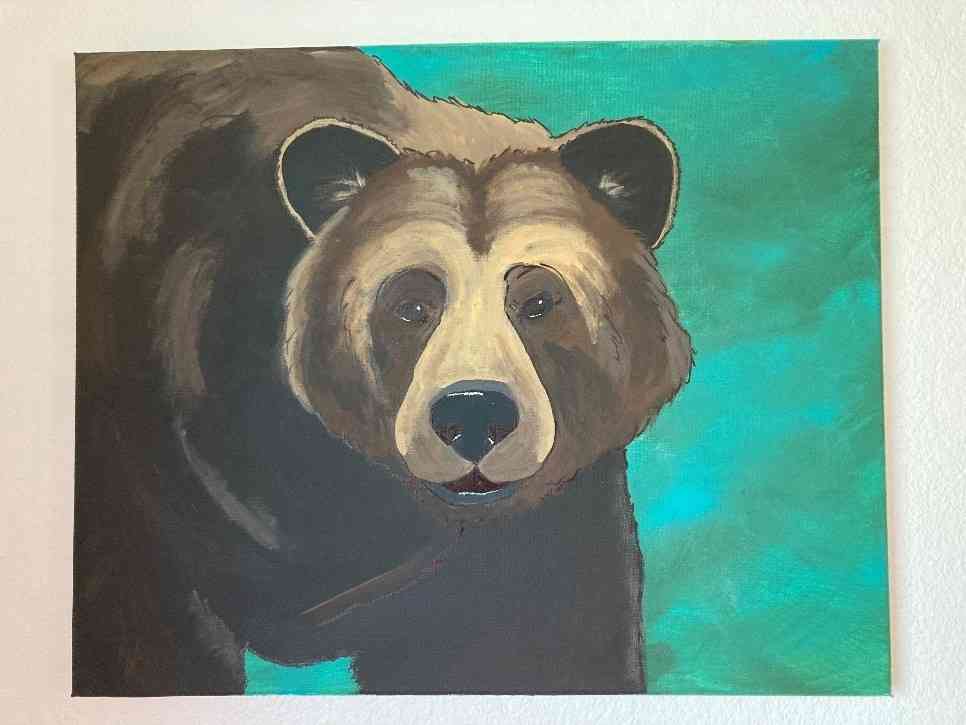Brown Bear Paint Night in Alaska - brown bear painted by Jen