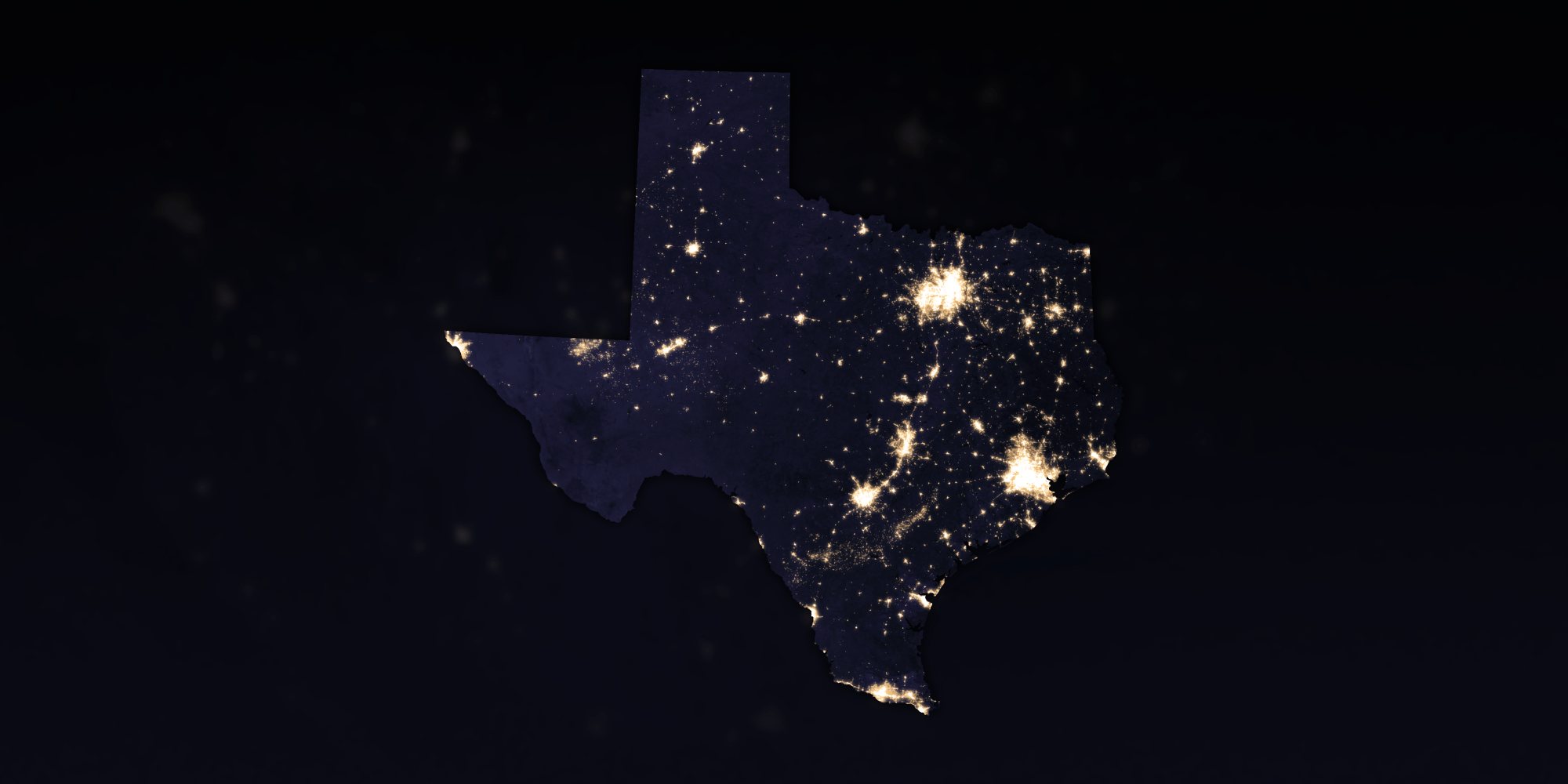 Artificial light in Texas at night