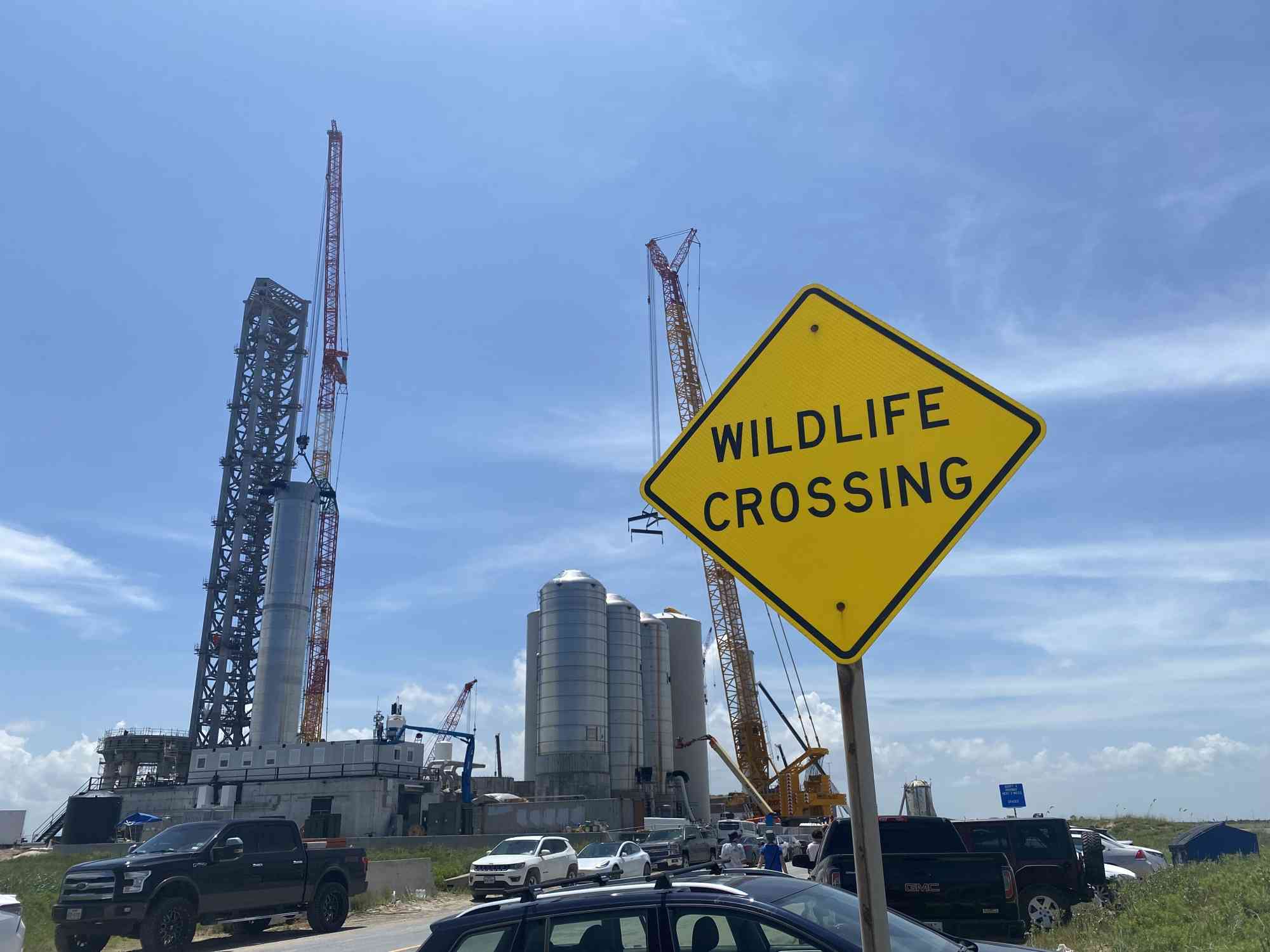 Wildlife Crossing Sign at Launch Site - SpaceX Launch Site - Boca Chica - Texas 
