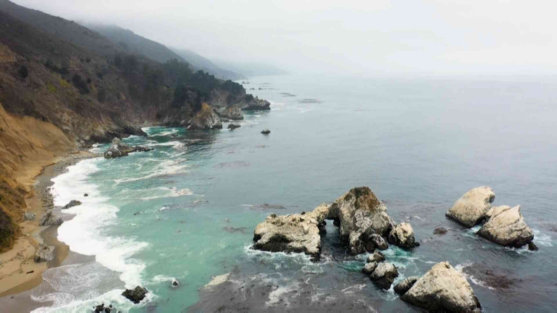 Still from Wildlife Nation Episode 109. Landscape of Pacific Ocean on California coast.