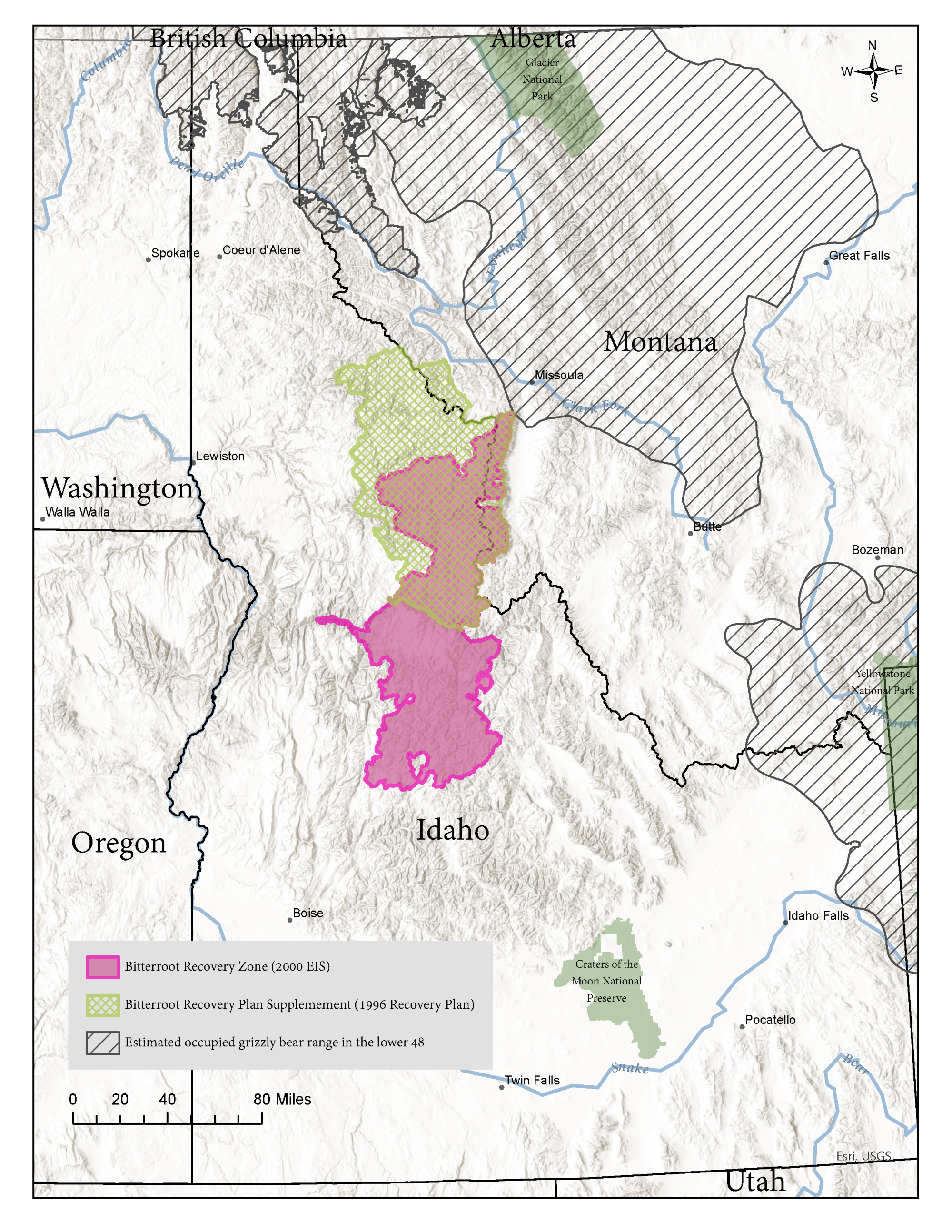 2024.01.17 - Map of the Bitterroot Grizzly Bear Recovery Zone - USFWS (CC BY 4.0 DEED)