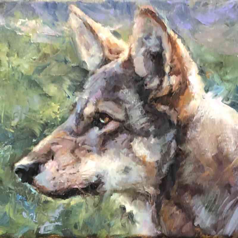 red wolf painting