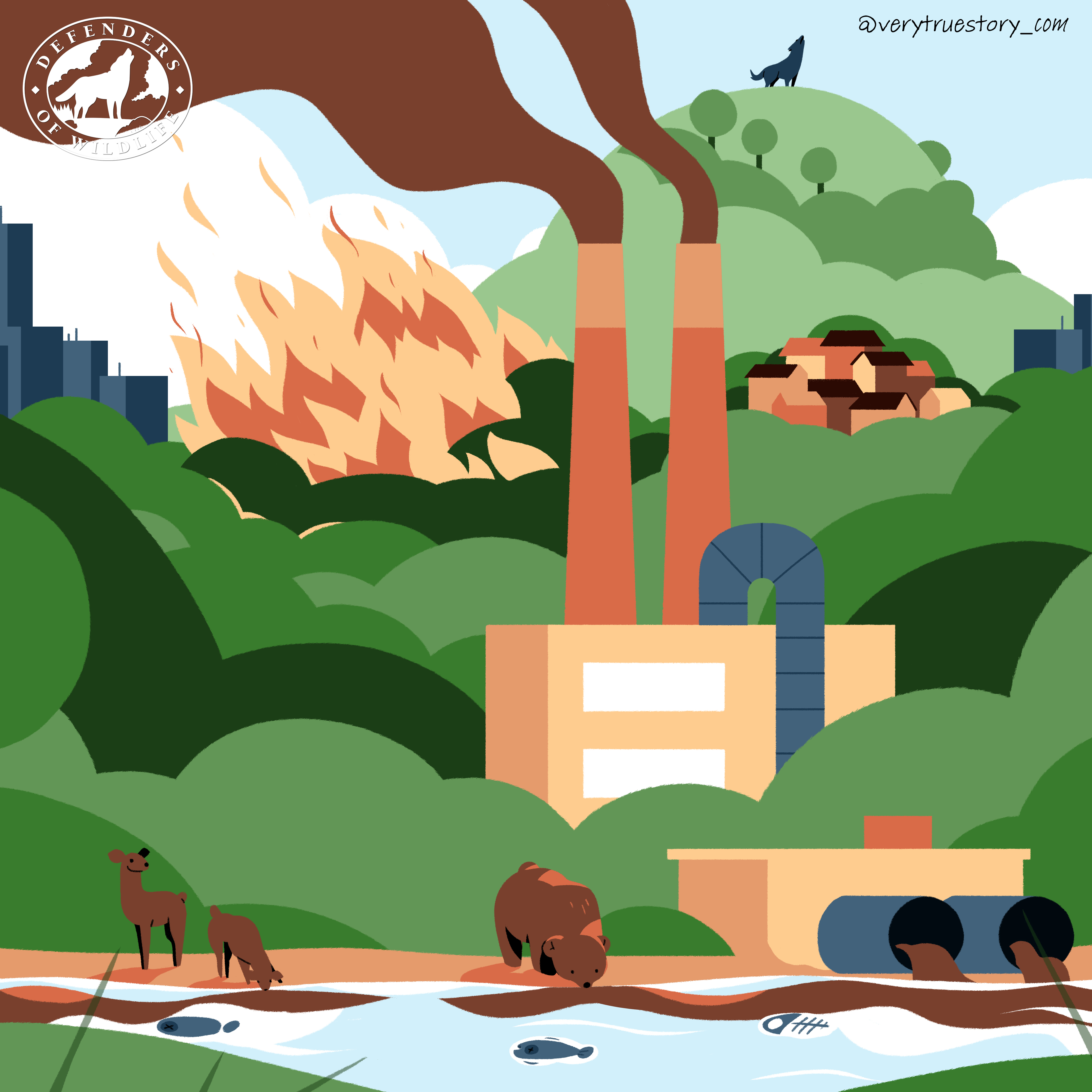 Vote for wildlife climate change illustration without text